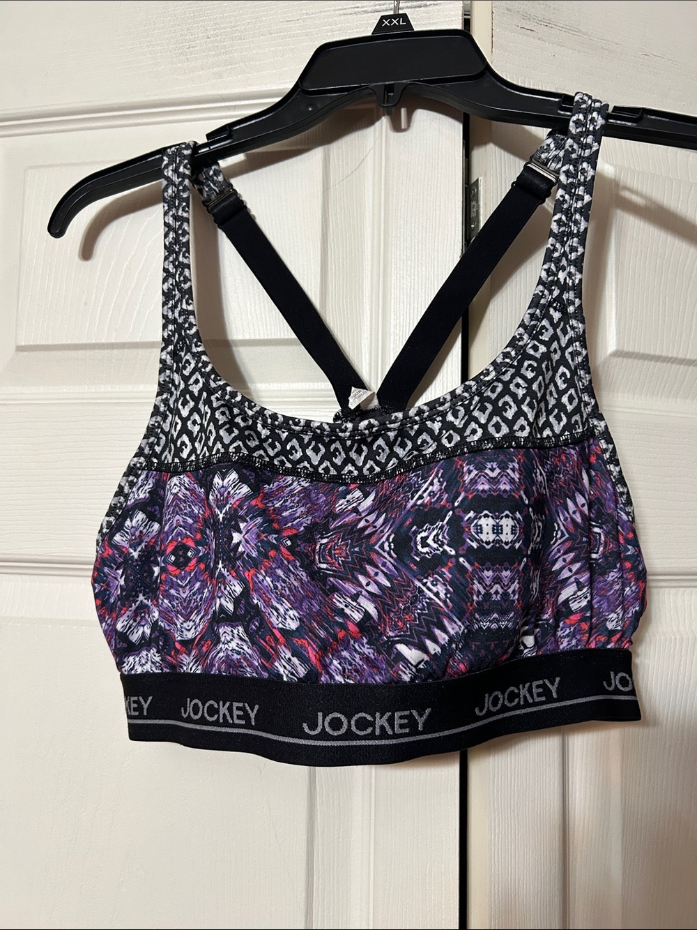 Jockey Purple Multi-Print Sports Bra with Black Band